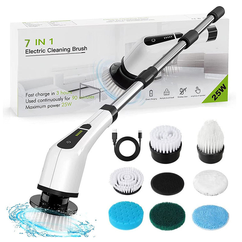 Electric Spin Scrubber Cordless Cleaning Brush Extension Handle