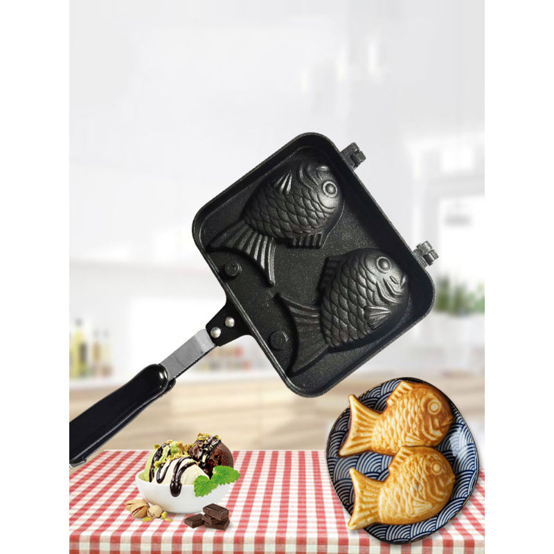 Kitchen Japanese Taiyaki Double Fish Shaped Hot Dessert Waffle Cake