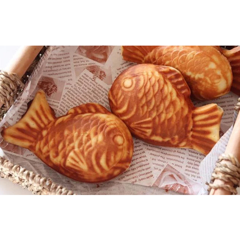 Kitchen Japanese Taiyaki Double Fish Shaped Hot Dessert Waffle Cake