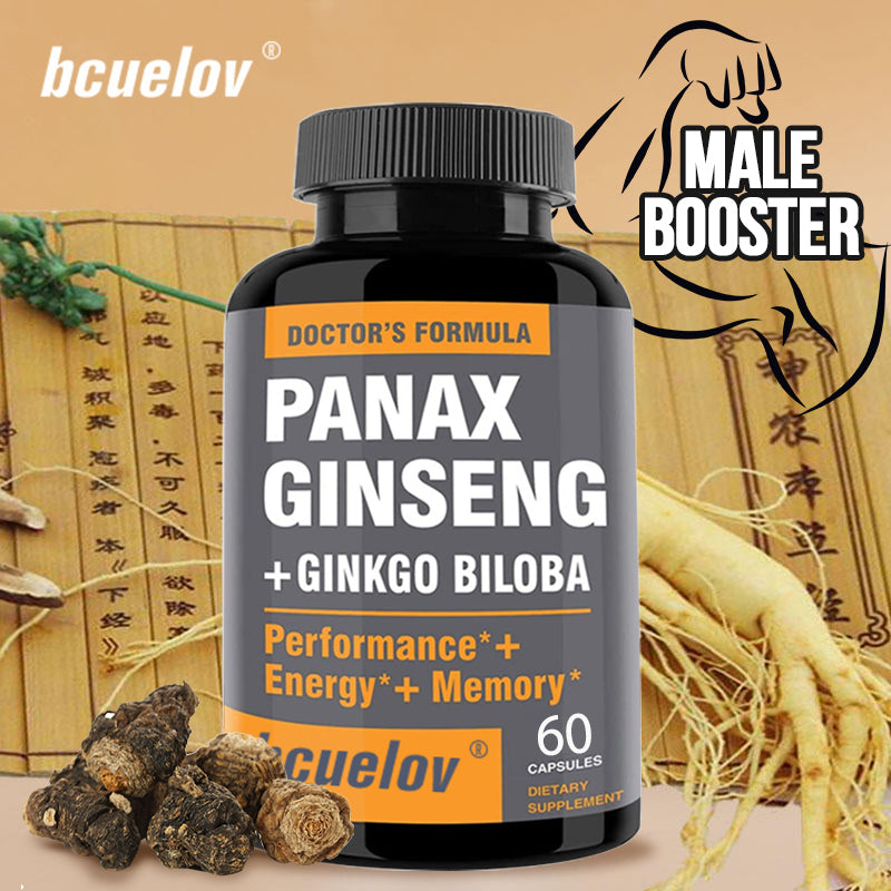 Organic Korean Ginseng + Ginkgo Biloba Vegetarian Capsule Supplement