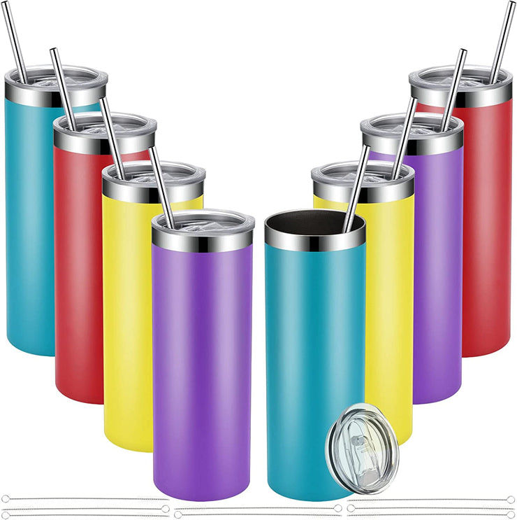 20oz Powder Coating Termos Custom 20 oz stainless steel skinny straight Tumblers for coffee juices drinks