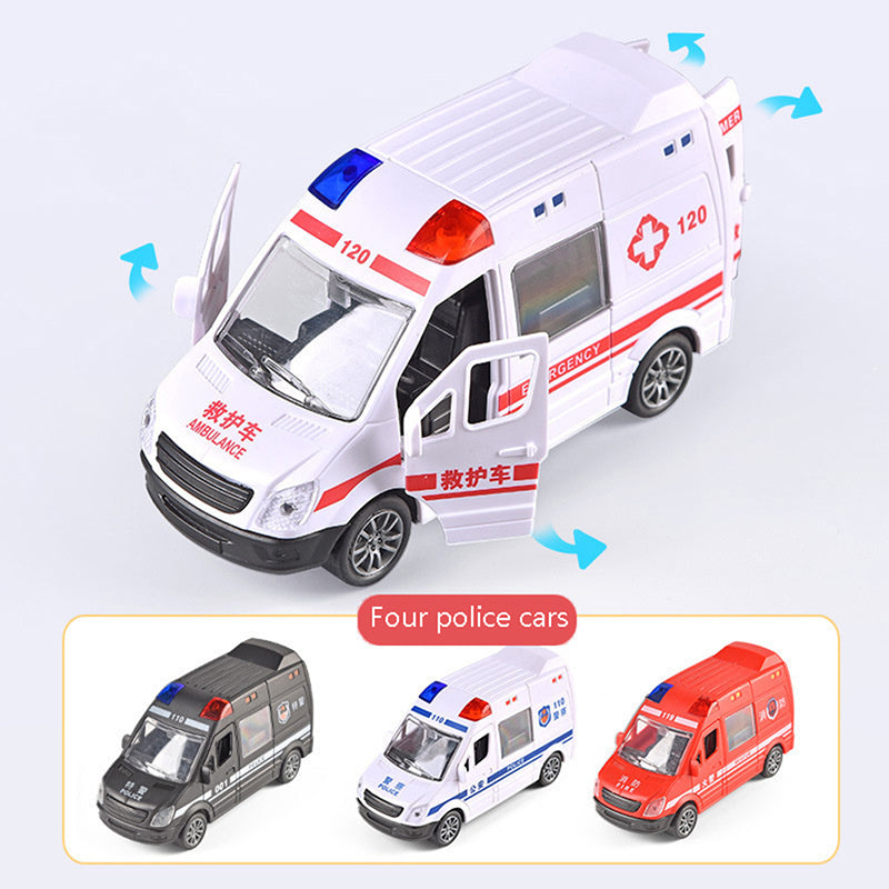 Hospital Rescue Ambulance Police Metal Cars Model