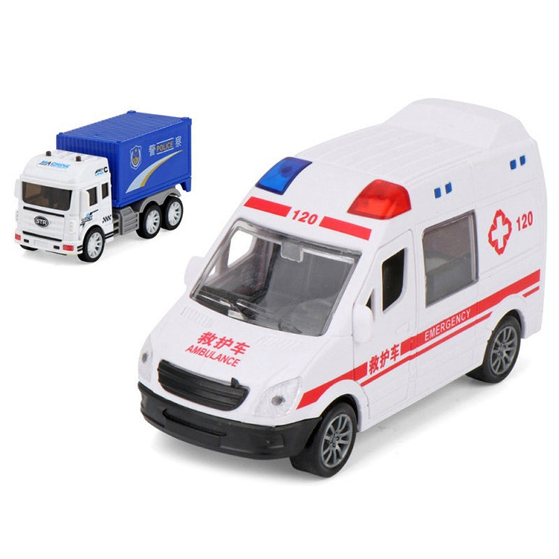 Hospital Rescue Ambulance Police Metal Cars Model