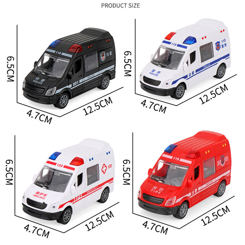 Hospital Rescue Ambulance Police Metal Cars Model