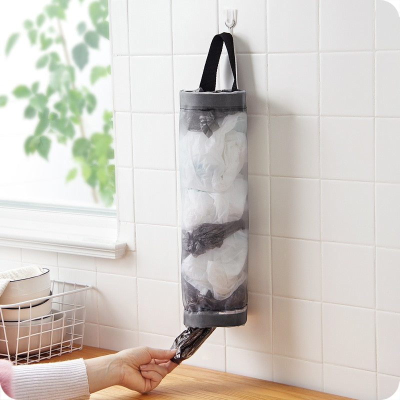 Grey Home Grocery Bag Storage Wall Mount Mesh Plastic