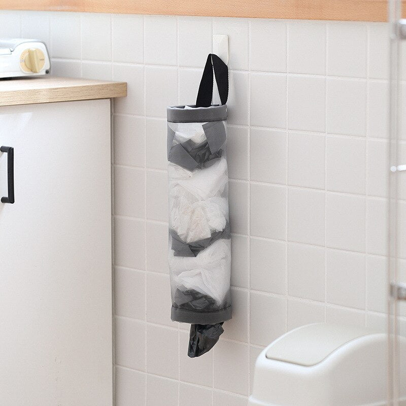 Grey Home Grocery Bag Storage Wall Mount Mesh Plastic