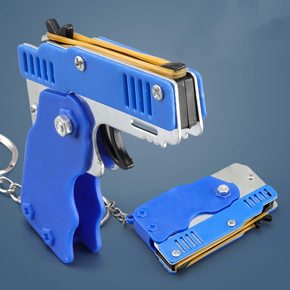 1PCS Mini Keychain Gun Rubber Band Gun