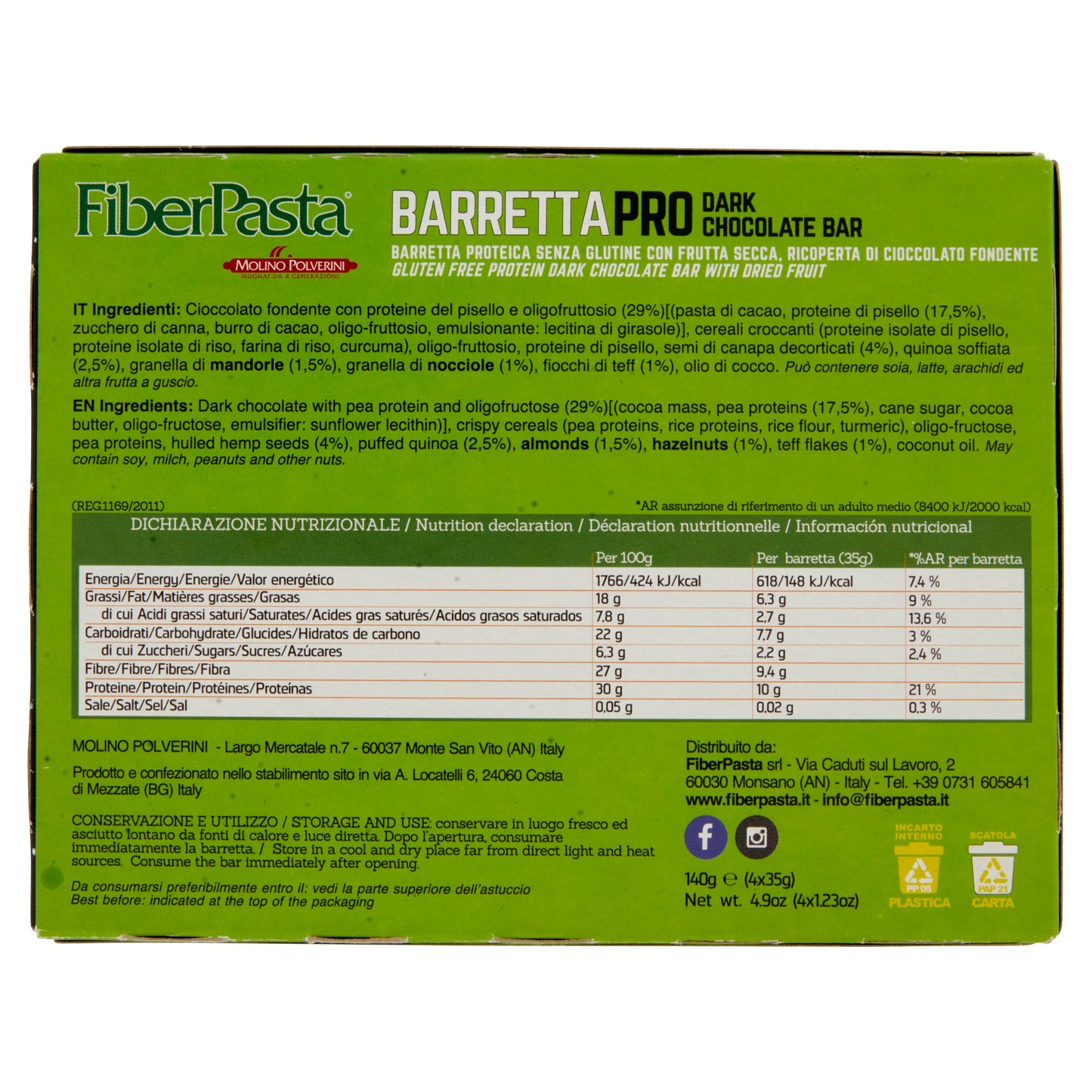 PREMIUM HIGH PROTEIN BAR, GLUTEN FREE AND HIGH FIBER