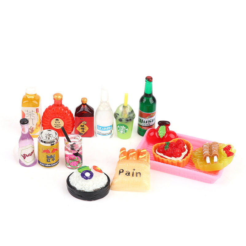 5PCS 1:12 Scale Cute Mini Dollhouse Miniature Drink Bottle Cake