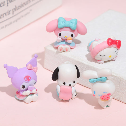 5Pcs/set Mini Sanrio Figuren Doll 3cm Hello Kitty Kuromi melody Cake