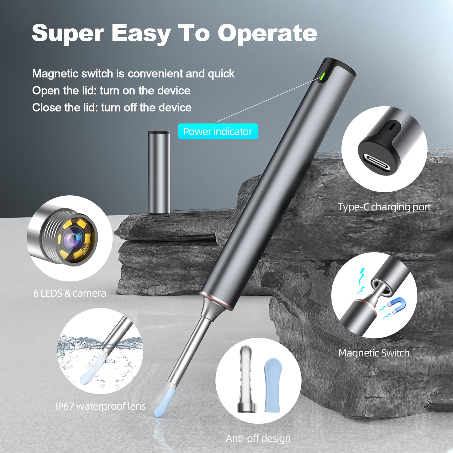 Smart Visual Ear Sticks Otoscope Endoscope HD Wax Removal Tool