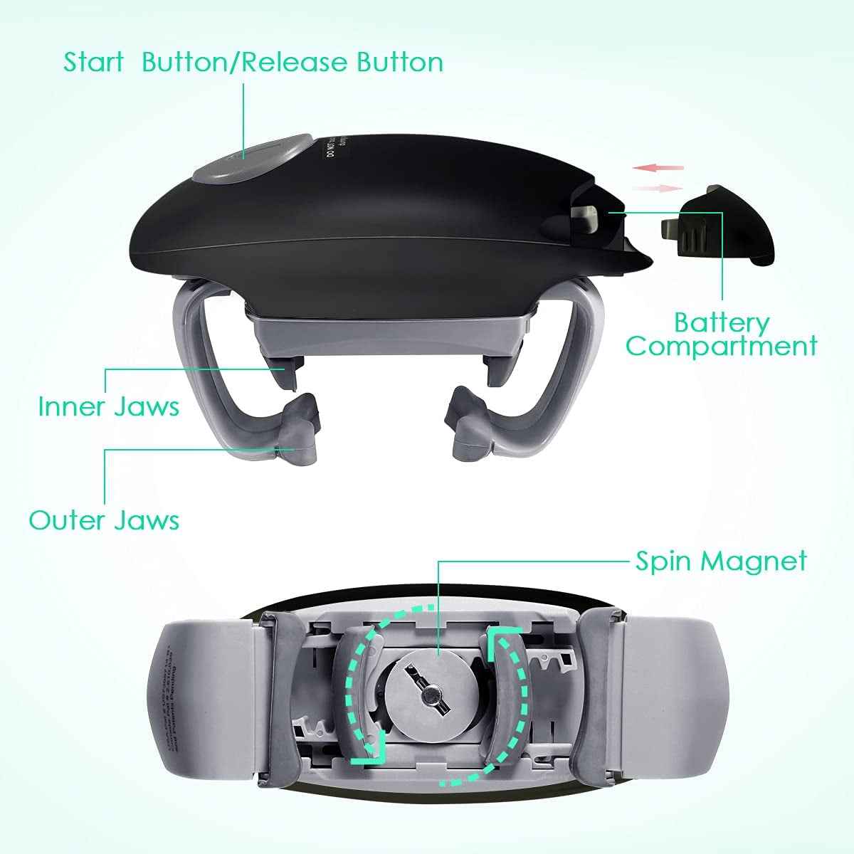 Fully intelligent automatic can opener battery open clip