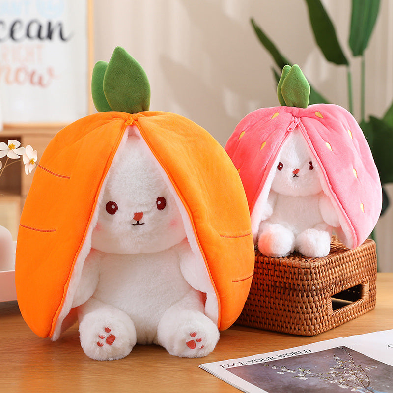 Wholesale Spot Cute Transfiguration Strawberry Rabbit Doll Plush Toy Doll Bunny