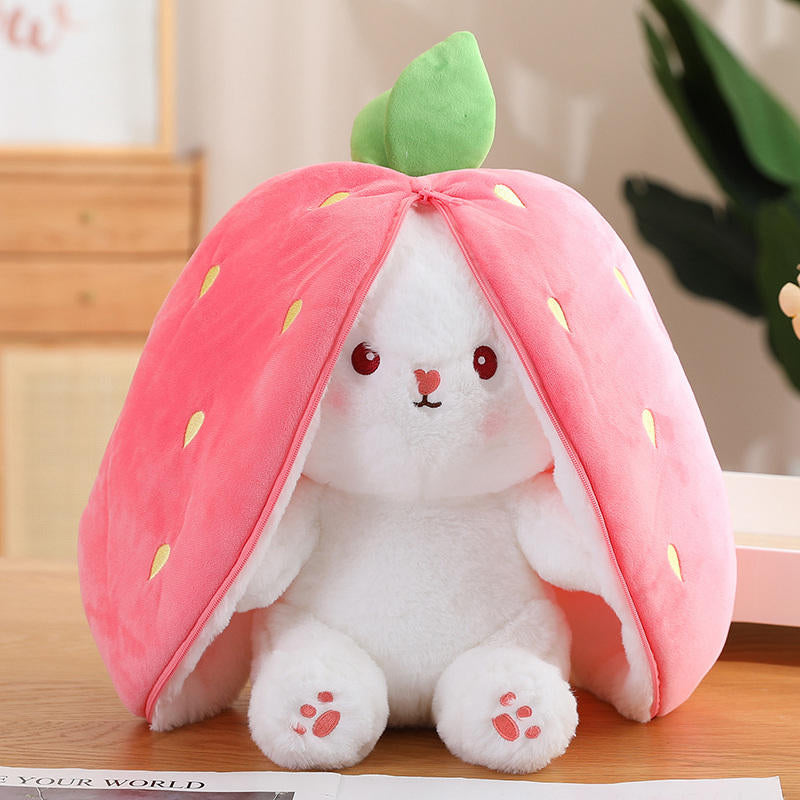 Wholesale Spot Cute Transfiguration Strawberry Rabbit Doll Plush Toy Doll Bunny