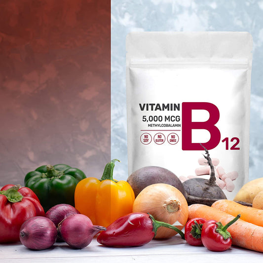 Organic Vitamin B12 Methylcobalamin Supplement,Vitamin B12 Capsules Supports Brain Cells and Nerve Tissue