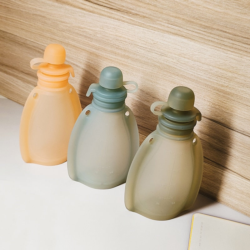 120ML Bpa Free Refillable Silicone Baby Food Bags