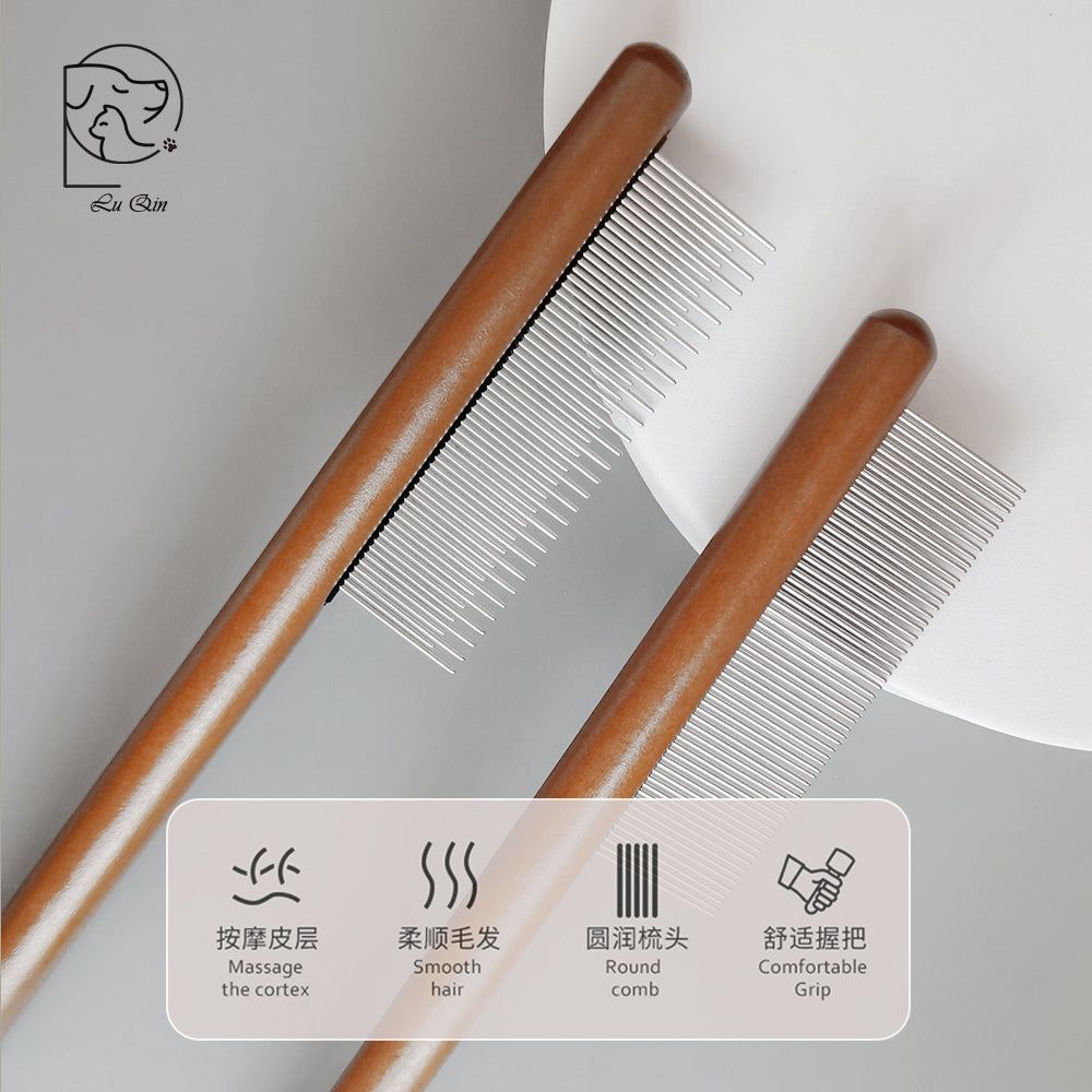 Solid Wood Comb Pet Grooming Cleaning Flea