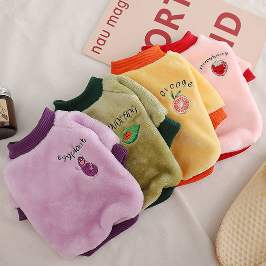 Warm Fleece Pet Clothes Cute Fruit Print