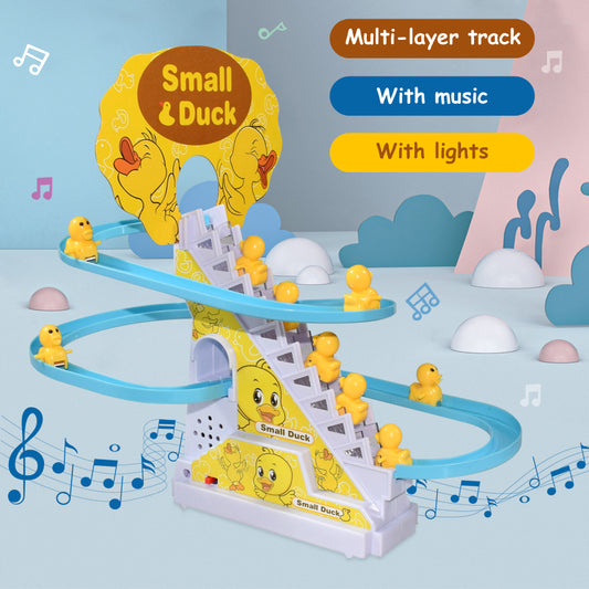 Kid Diy Small Duck Penguin Electronic Climbing Stairs Track Toy