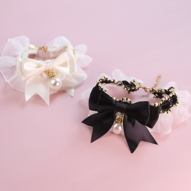 Dog collar cute lace bow pet dog cat collar