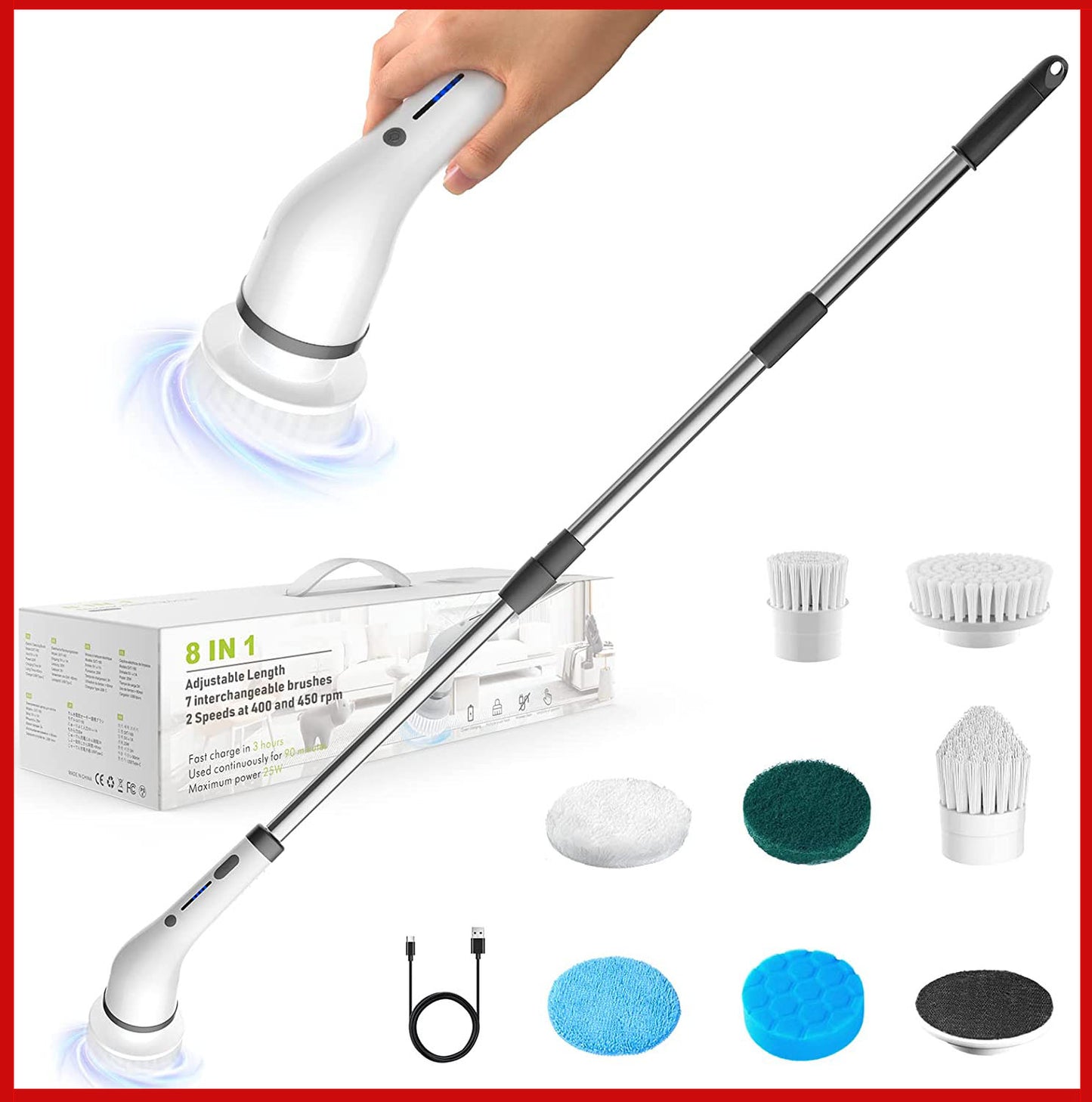 8-in-1 Multifunctional Electric Cleaning Brush