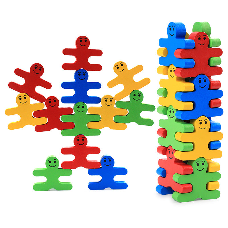 Colorful Cartoon Balance People Building Blocks Puzzle Children's