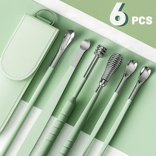 6 Pcs Stainless Steel Earpick Set Ear Vax Remover