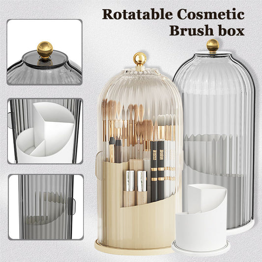 Rotating Cosmetic Organizer With Lid Lipstick Eyebrow Pencil Holder Desktop Storage Box