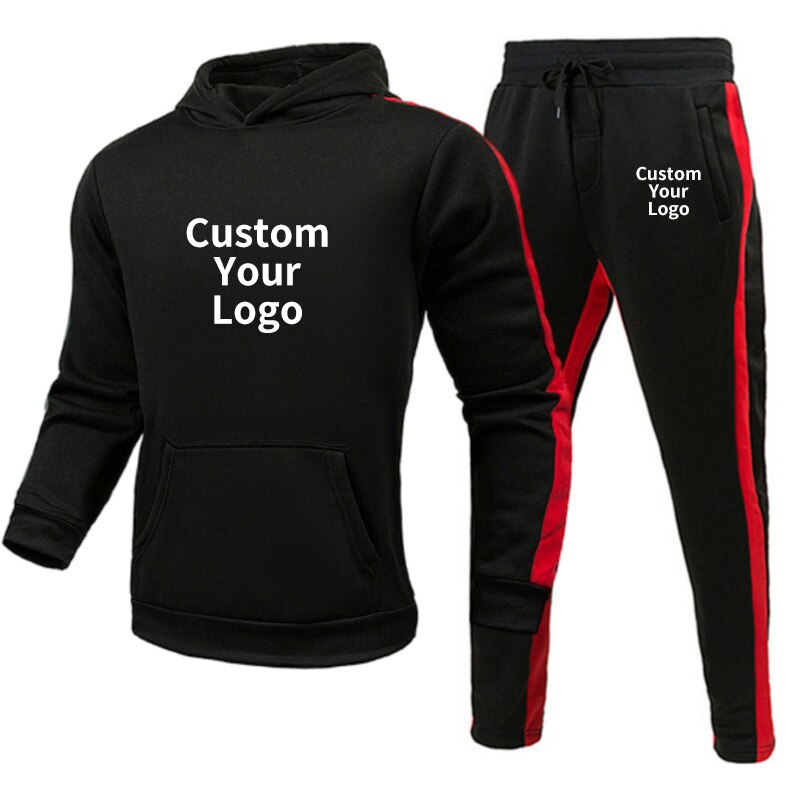 Custom Logo Men Tracksuit Striped Hoodie