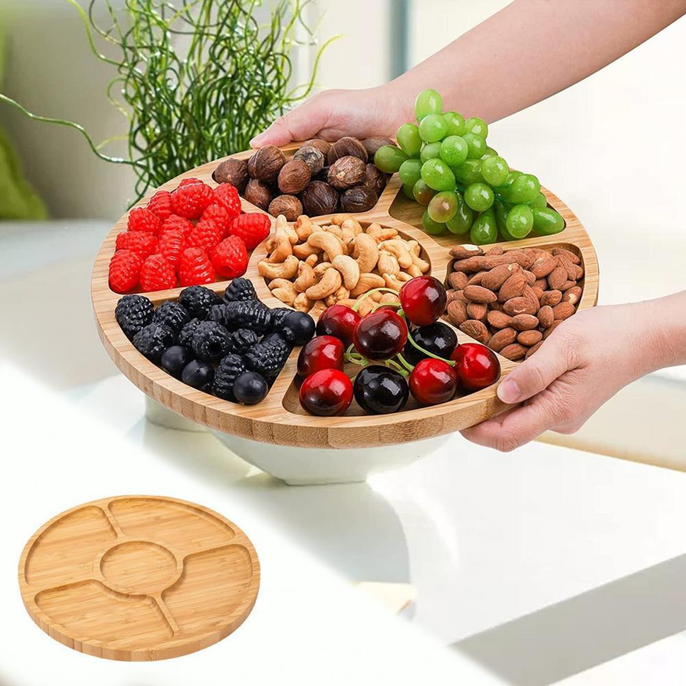 Fruit Wooden Basket Reusable Multi Compartments