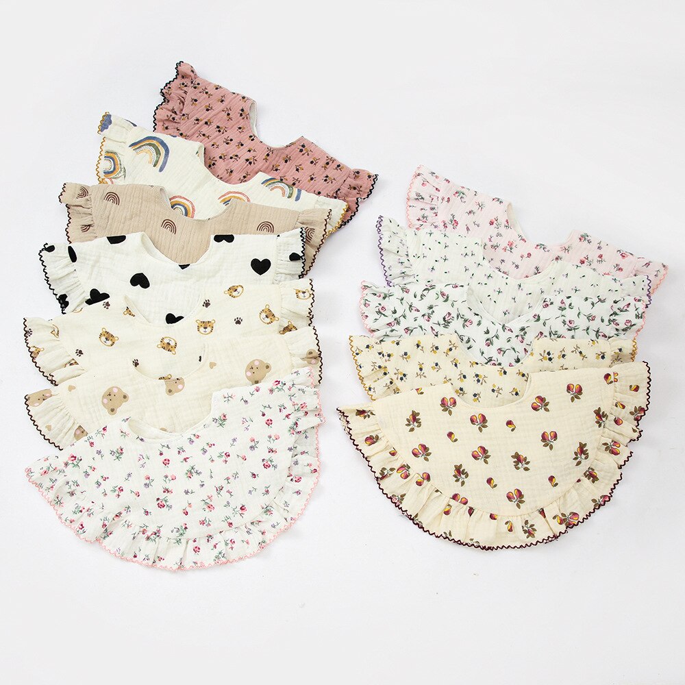 New Baby Feeding Drool Bib Lace Floral Infants Saliva Towel