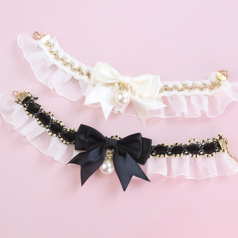 Dog collar cute lace bow pet dog cat collar