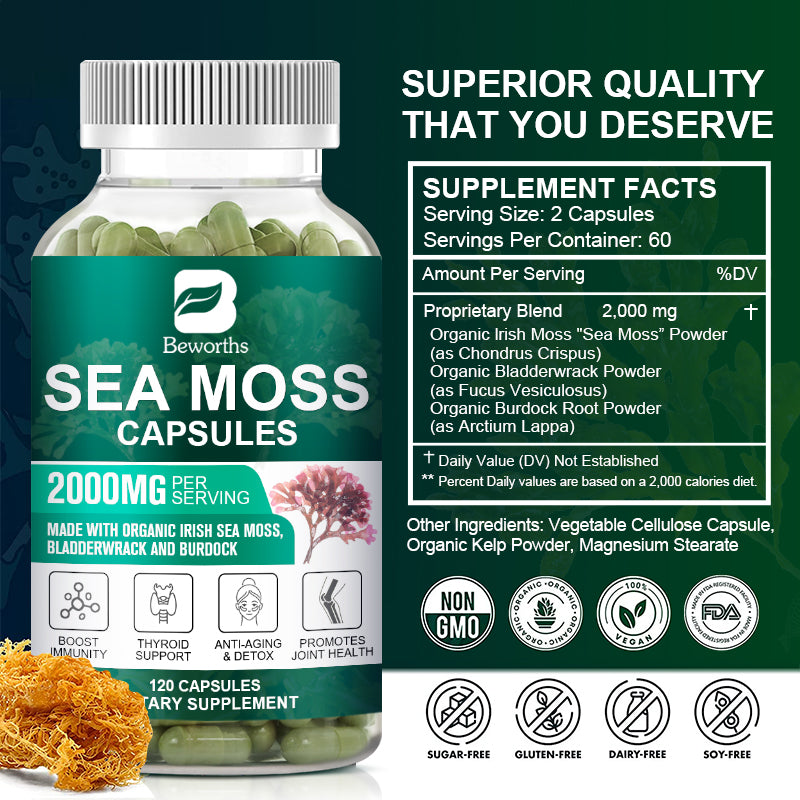 BEWORTHS Vegetarian Diet Organic Sea Moss Capsule