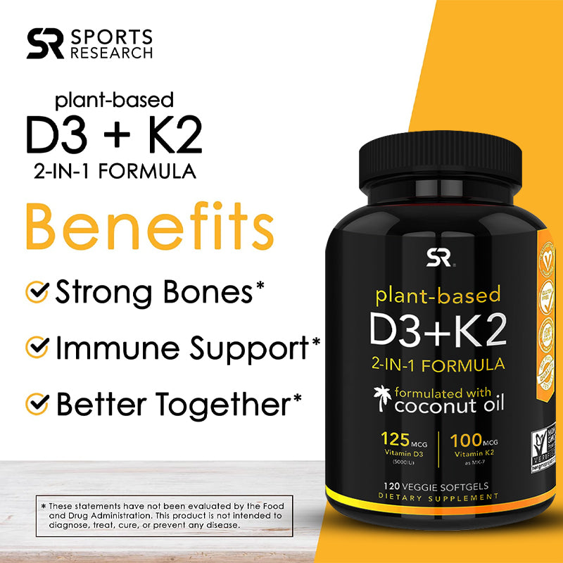 Vitamin K2 D3 Capsules In Natural Coconut Oil Immune